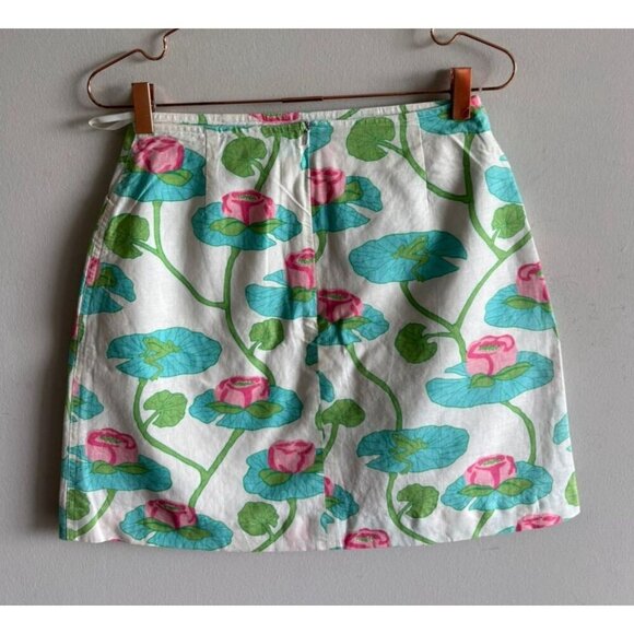 Lilly Pulitzer Womens Flat Front Summer Mini Skirt Multicolor Floral Green Sz 4 - Picture 4 of 9